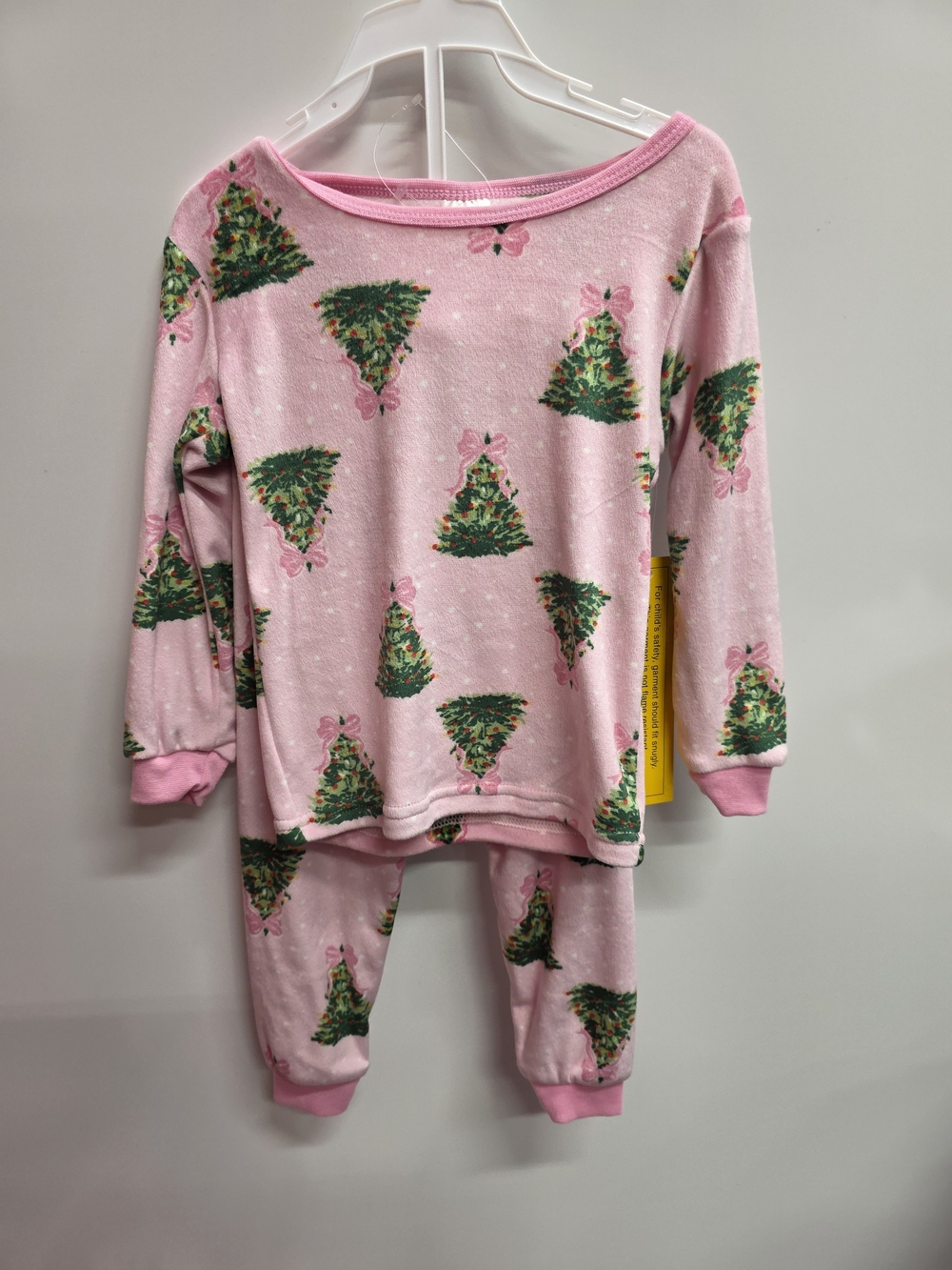 Girls' Pink Holiday Tree Pajama Set